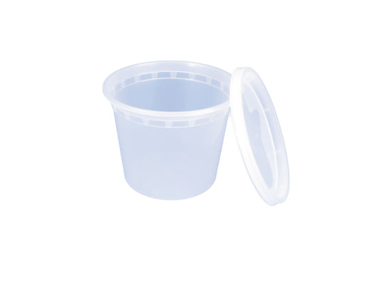 Plastic Containers & Lids 24oz Round Clear 'Sealpro'