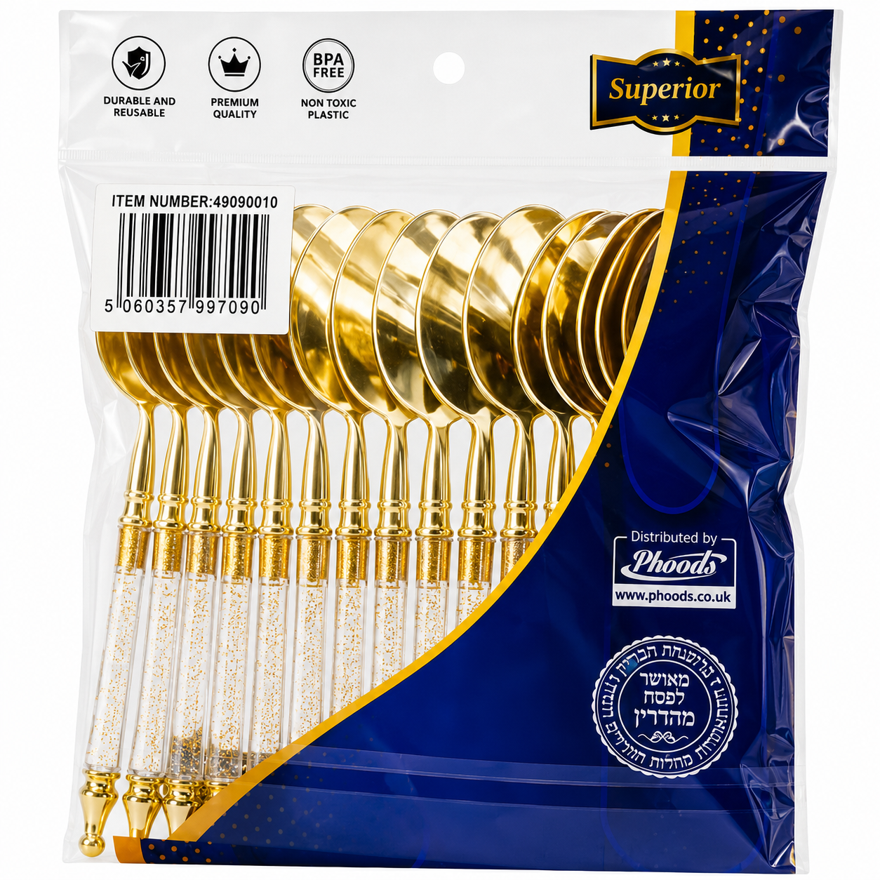 Superior Teaspoons Gold Glitter Gold