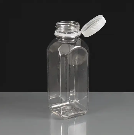 Plastic Square Clear PET Bottles with Lids 125ml