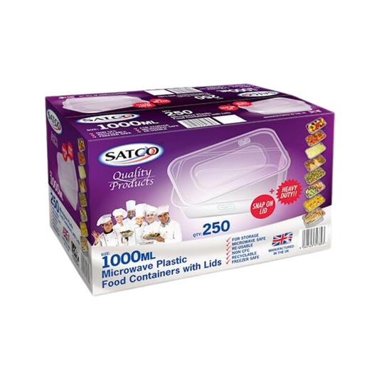 Plastic Containers & Lids 1000cc Rect Satco
