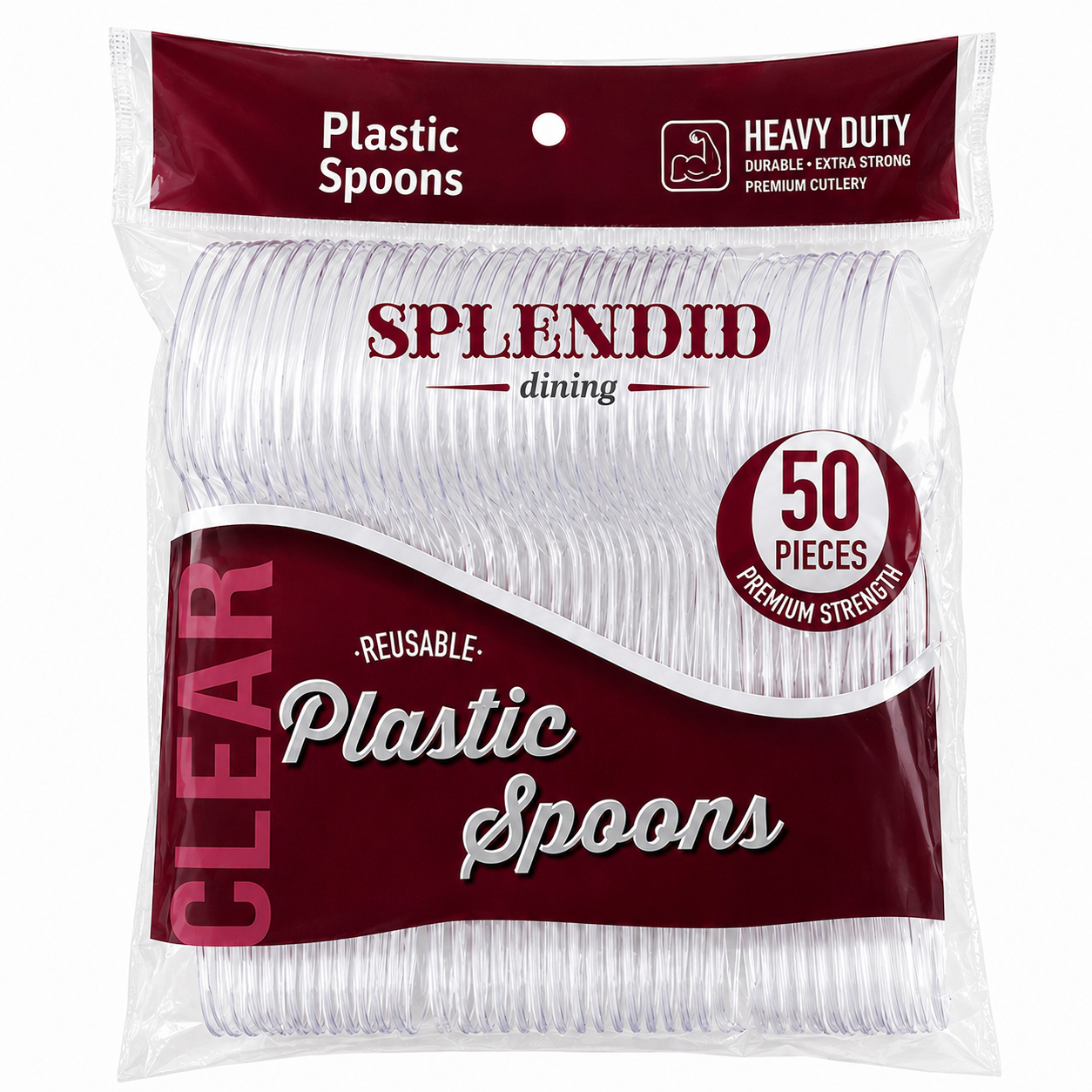 Plastic Spoons Clear Heavy Duty 'Splendid' 20/50's