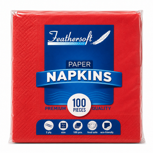 Premium Napkins Red 33cm 'Feathersoft' 20/100's