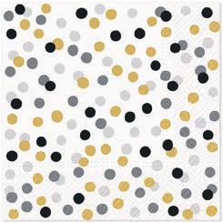 Design Napkins Confetti Dots Gold Black 'Paw'