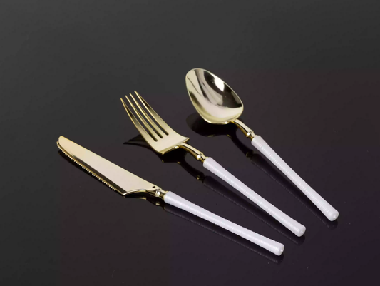 Superior Ribbed Forks Gold/White