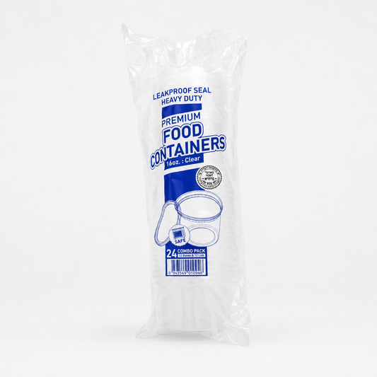 Plastic Containers & Lids 16oz Round Clear  'SealPro'
