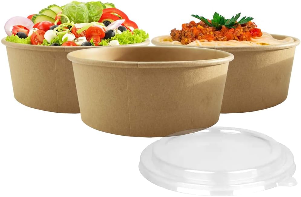 Kraft Containers Round 750cc With PET Clear Lids 'Ecosmart'