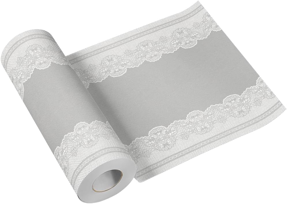 Table Runner Paper Airlaid Royal Lace Silver 40cm x 2.4m