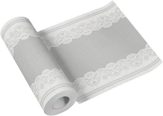 Table Runner Paper Airlaid Royal Lace Silver 40cm x 2.4m