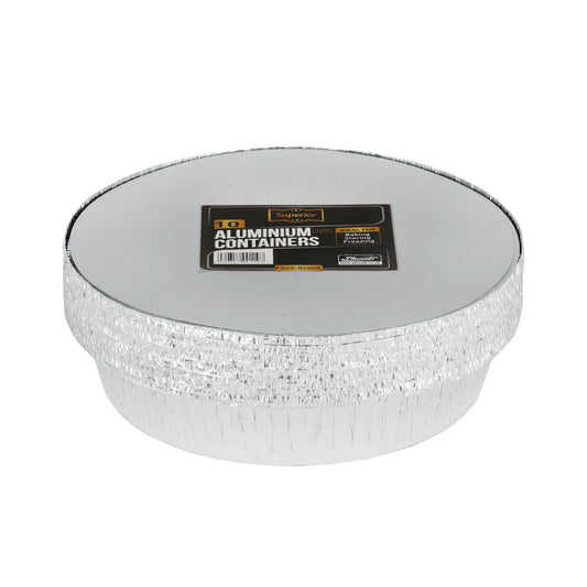 Aluminium Containers Packed 9" Round Foil 'Superior'
