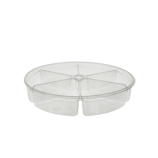Plastic Clear Containers With Lids Combo 9" Round 32oz 6 Compartment