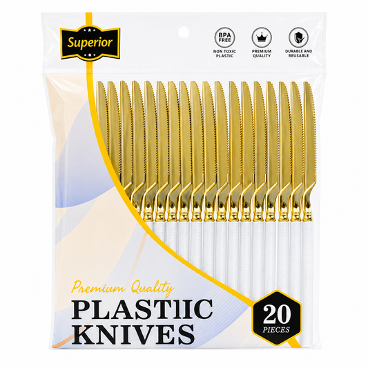 Superior Ribbed Knifes Gold/White 50/20's