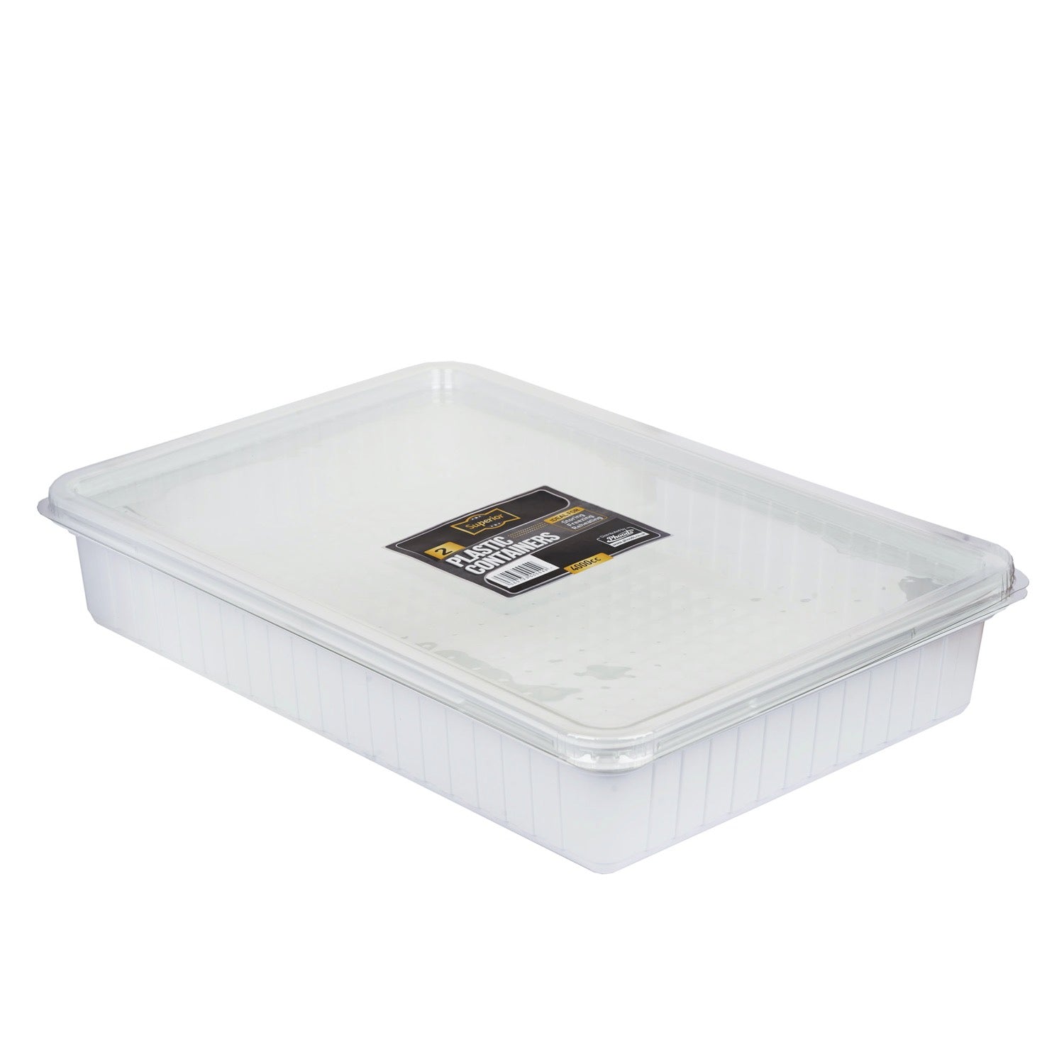 Plastic Containers Packed () 4000cc Rect White W/Clear Lids 'Phoods'
