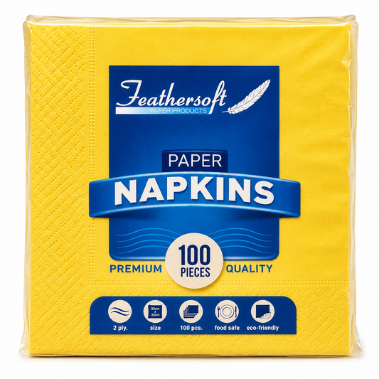 Premium Napkins Yellow 33cm 'Feathersoft' 20/100's