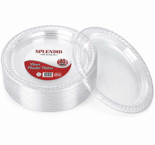 Plastic Plates 9" Clear 'Splendid Dining' 12/40's