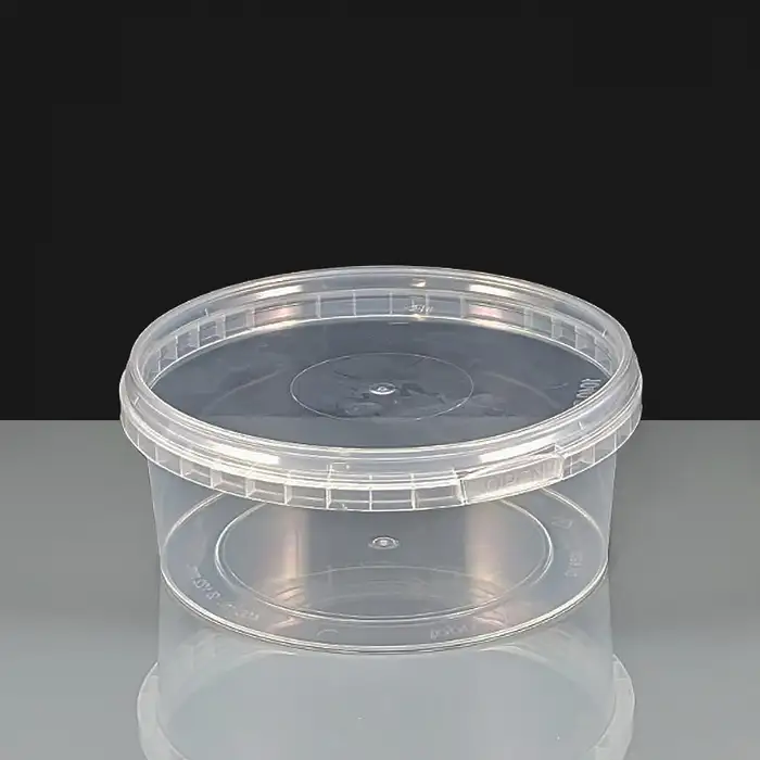 Plastic Clear Tamper Evident Containers Round With Lids 400ml (122mm diameter)