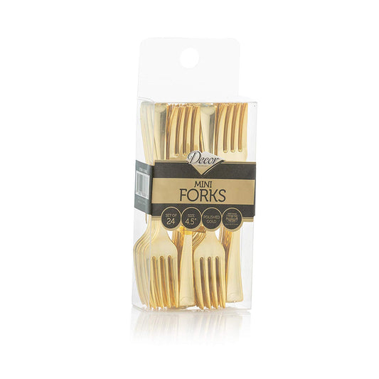 Mini Plastic Forks 4.5" Gold - Elegant 'Decor'