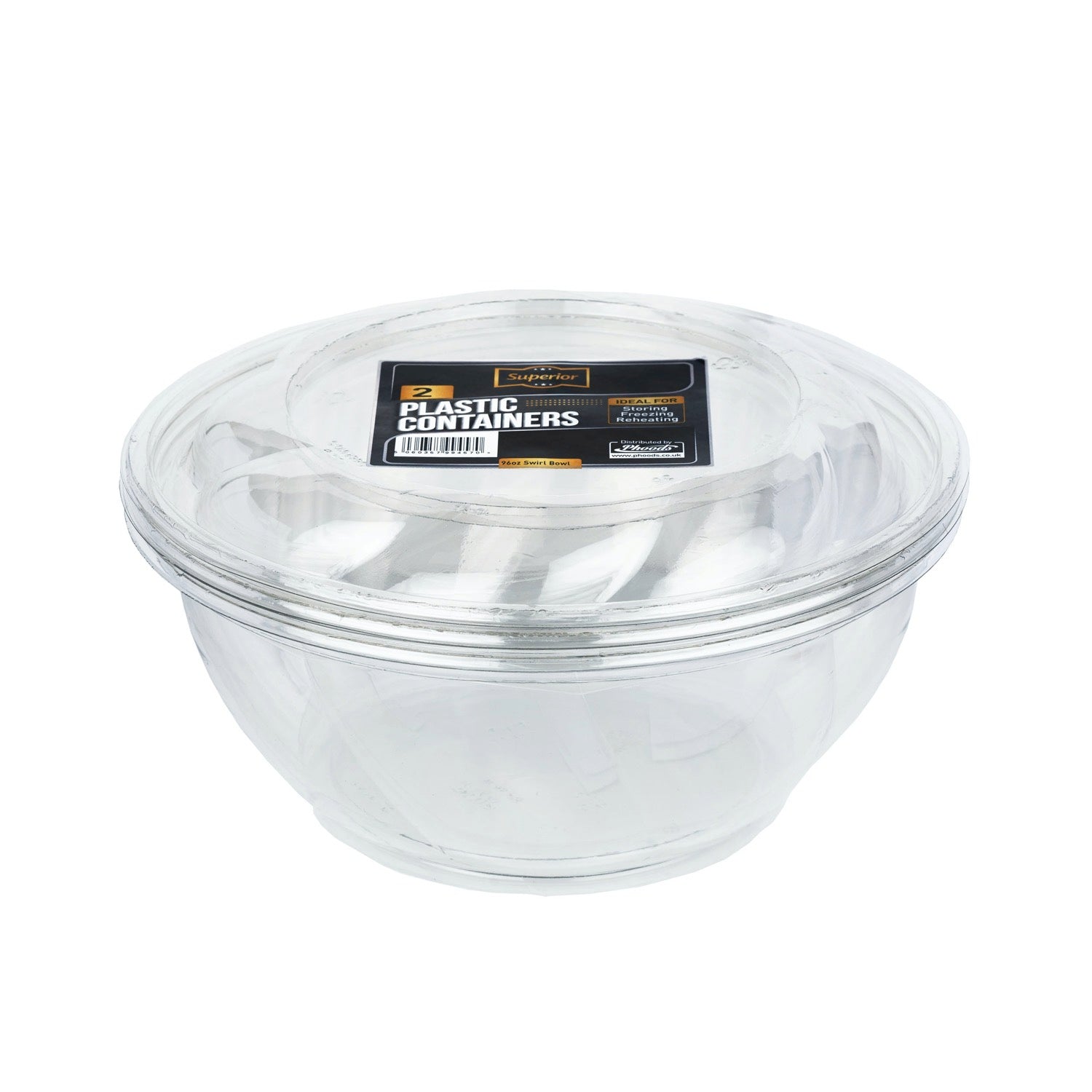 Packed Plastic Swirl Bowl 10" Diameter 96oz with Swirl Lid