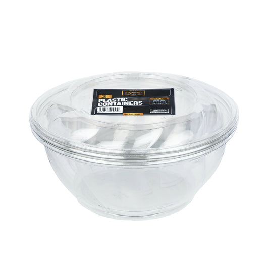 Packed Plastic Swirl Bowl 10" Diameter 96oz with Swirl Lid