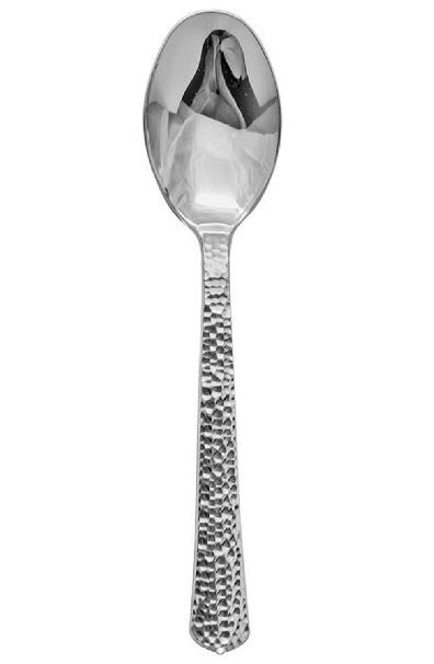 Plastic Spoons Silver Look - Hammered 'Decor'
