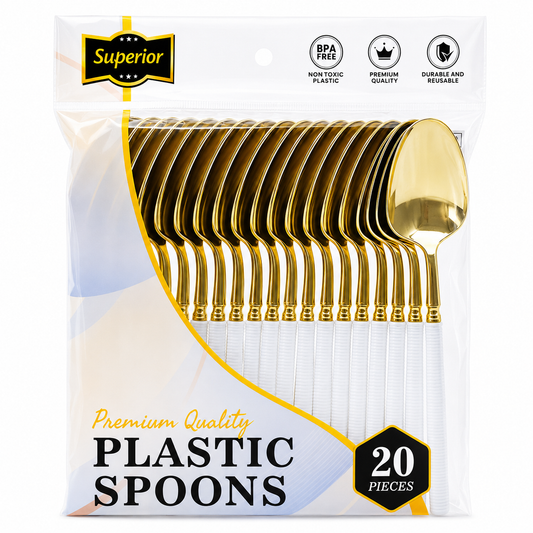 Superior Ribbed Spoons Gold/White 50/20's