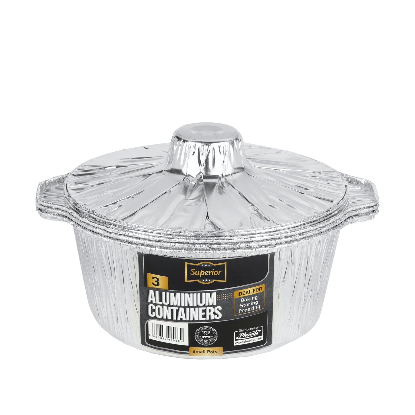 Aluminiuim Pots & Lids Packed Small 'Superior'