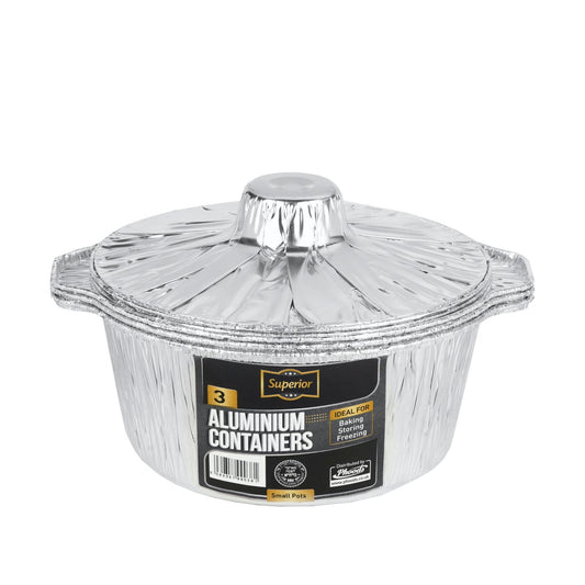 Aluminiuim Pots & Lids Packed Small 'Superior'