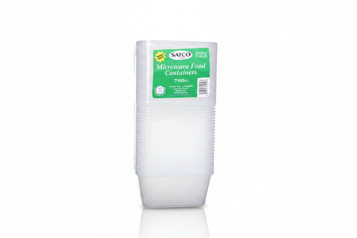 Plastic Containers & Lids 750cc Rect Clear 'Satco'