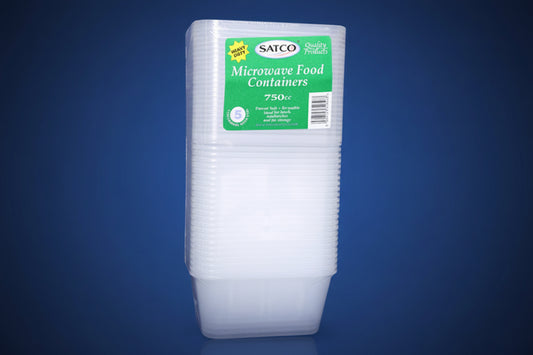 Plastic Containers & Lids 750cc Rect Clear 'Satco'
