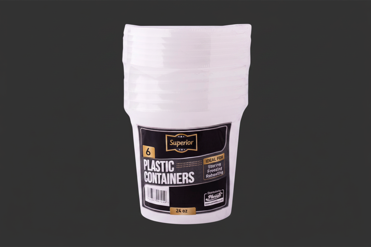 Plastic Containers Packed 24oz Round Clear 'Superior'