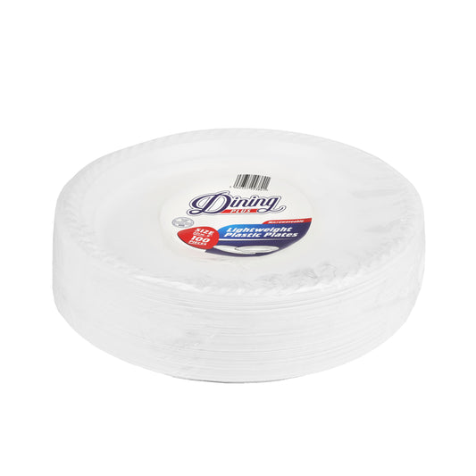 Plastic Plates 9' White 'Dining Plus'