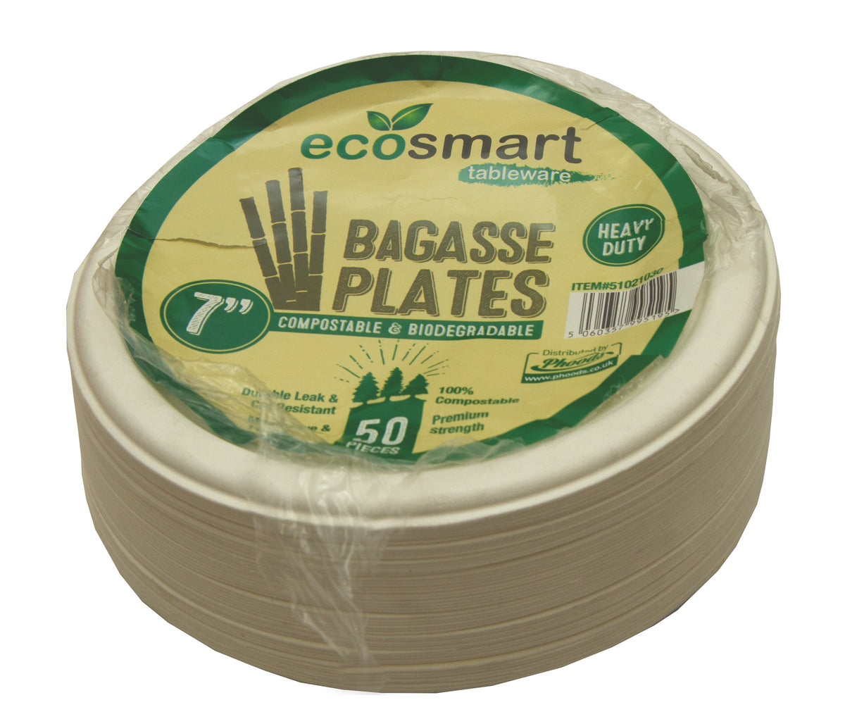 White Bagasse 7" Plates 'Ecosmart'