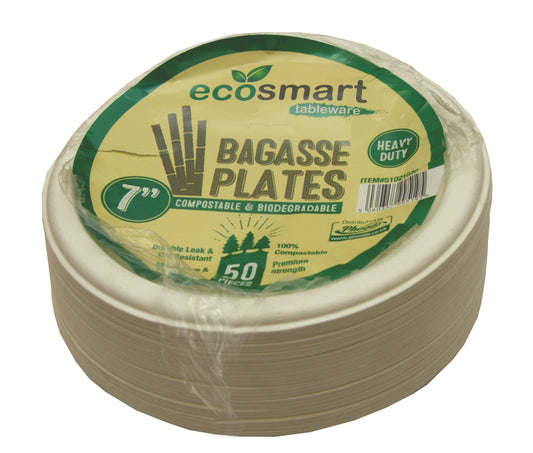 White Bagasse 7" Plates 'Ecosmart'