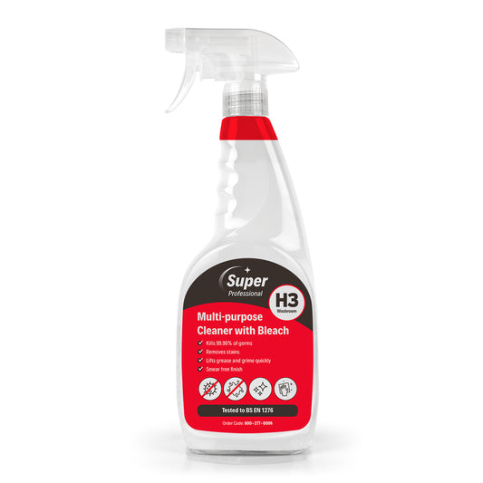 Multi Purpose with Bleach Cleaner Trigger Spray Kills 99% Germs 'Super' 6/750ml
