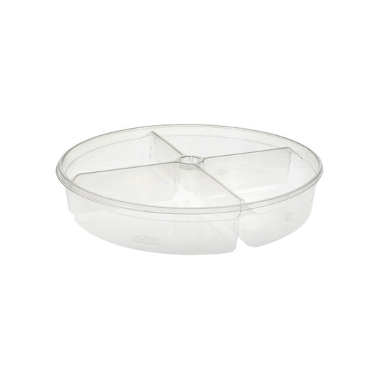 Plastic Clear Containers With Lids 7" Round 32oz 4 Compartment
