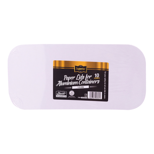 Paper Lids for 1.5L Aluminium Containers 'Superior' 25.5x12.3cm 50/10's