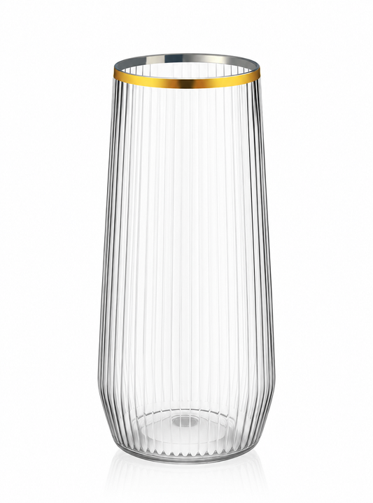 Stemless Tall Wine Glasses 9oz Clear/Gold 'Superior' 8/6's