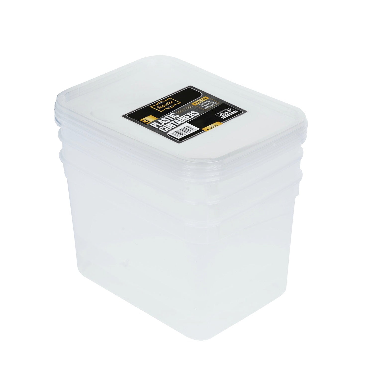 Plastic Containers Rectangle 4 Litre with Lids
