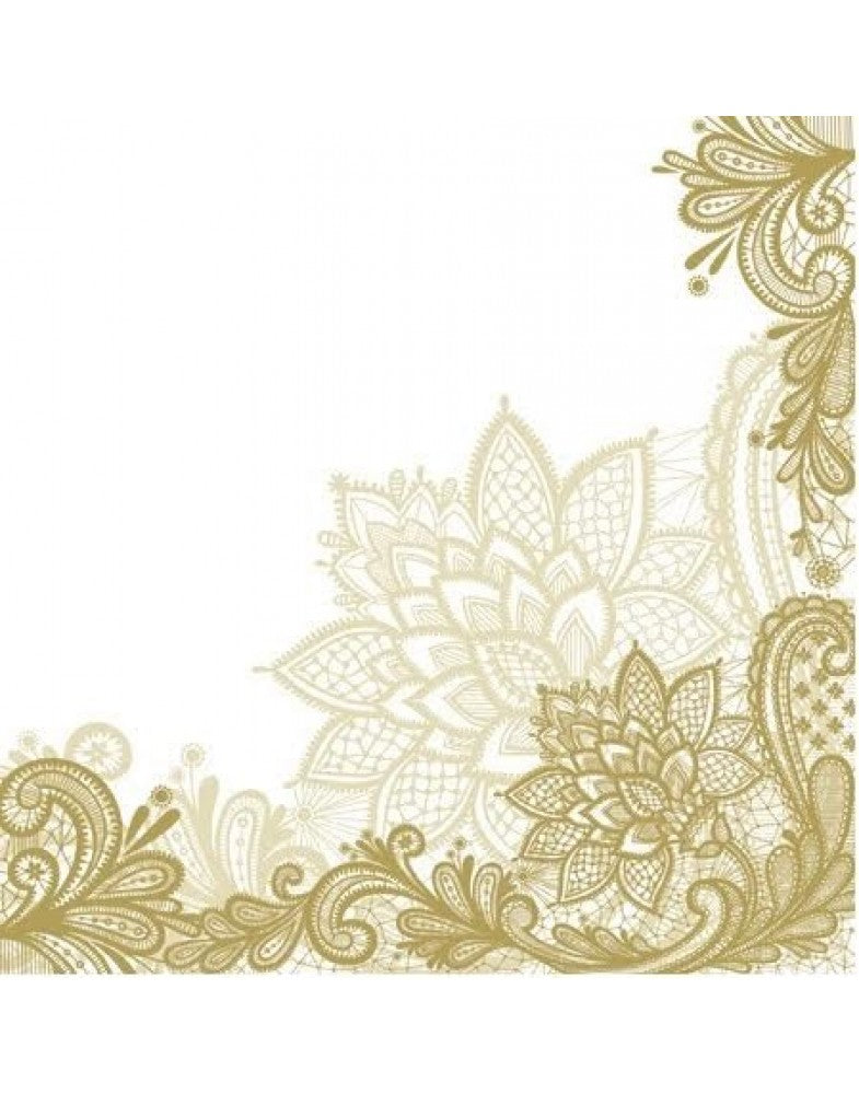 Design Napkins Elegant Folk Lace Gold Paw'