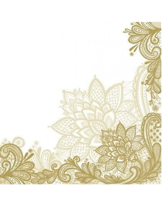Design Napkins Elegant Folk Lace Gold Paw'