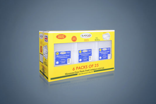 Plastic Containers & Lids 650cc Rect Clear 'Satco'