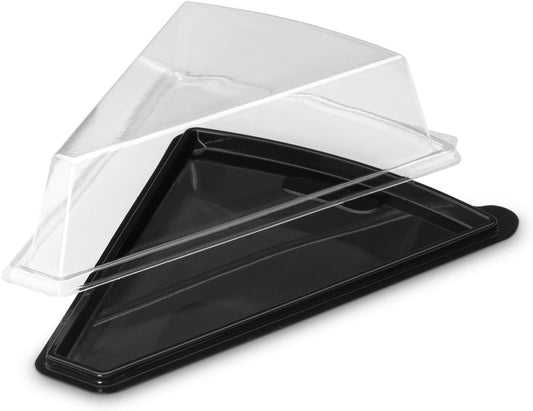 Plastic Containers Triangular Cake Wedge Black Base Clear Lid
