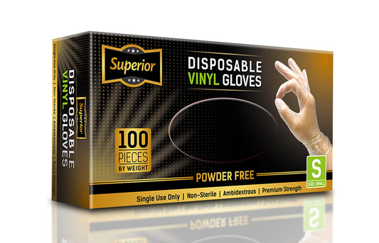 Vinyl Gloves Small Clear 'Superior' Powder Free