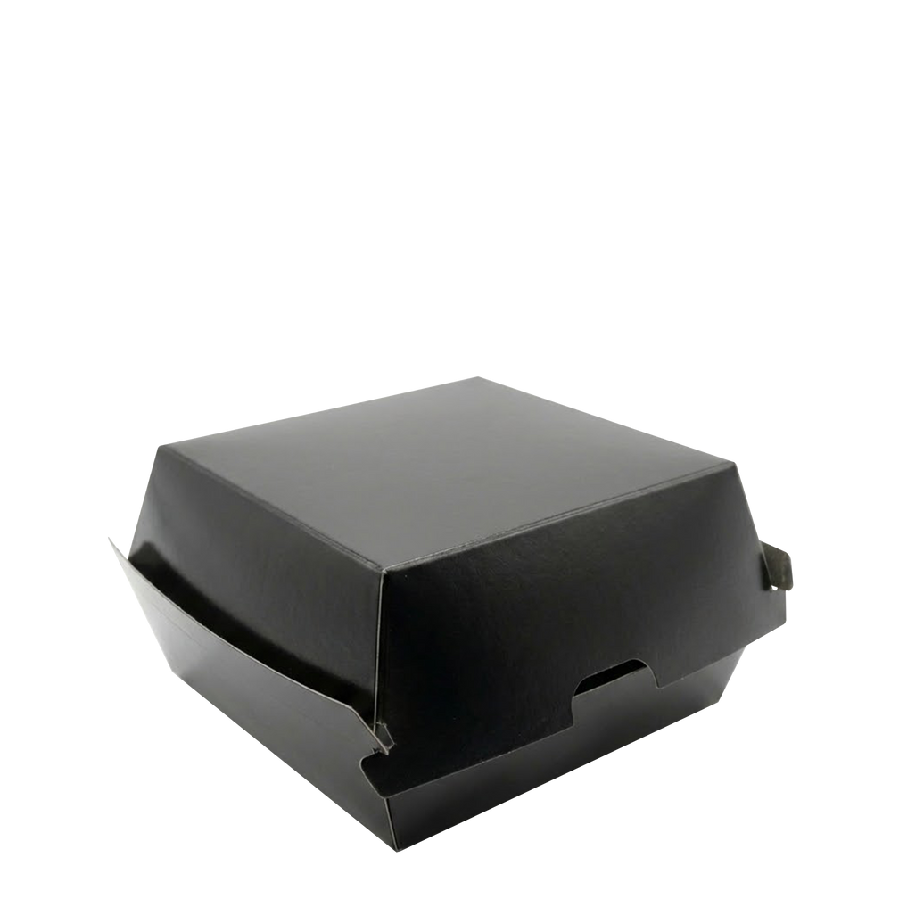 Black Foil Lined Paper Burger Boxes 12.0cm x 12.0cm x 7.0cm 200/CS