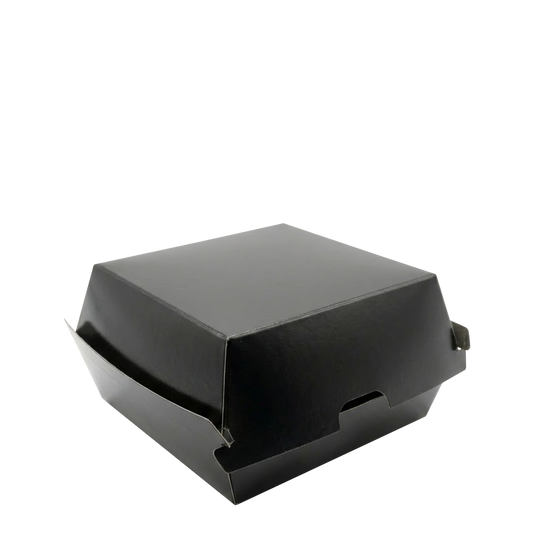 Black Foil Lined Paper Burger Boxes 15.0cm x 15.0cm x 8.0cm 200/CS