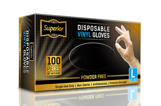 Vinyl Gloves Large Clear 'Superior' Powder Free
