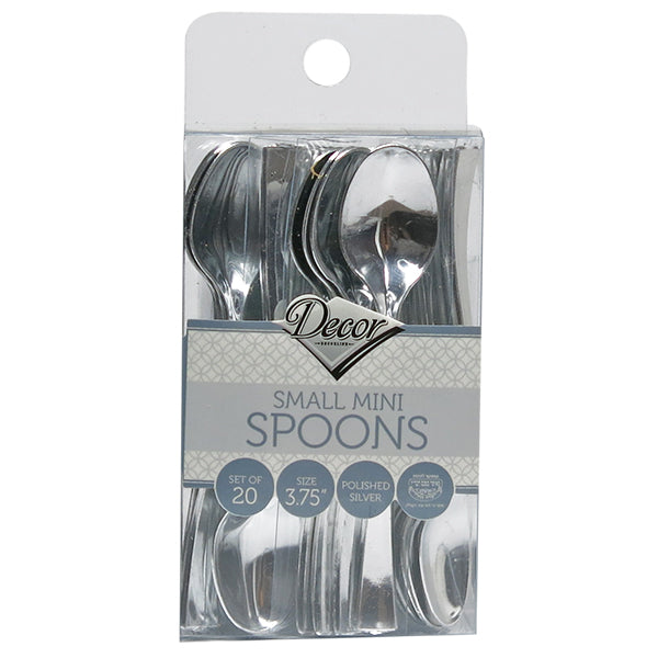 Mini Plastic Spoons 3.75" Silver Look - Elegant 'Decor'