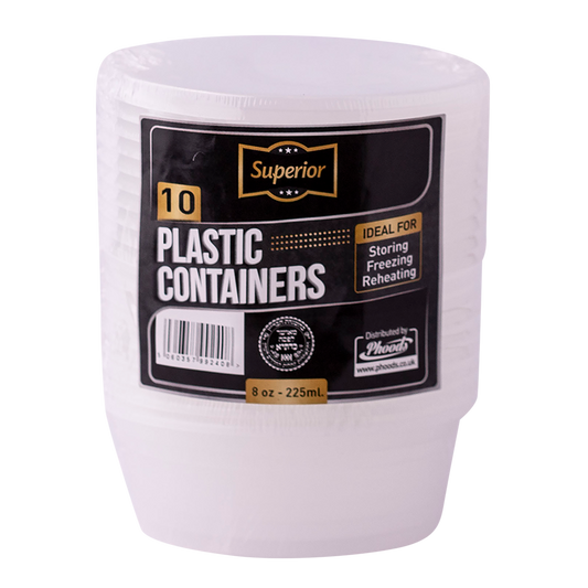 Plastic Containers Packed 8oz Round Clear 'Superior' 8/20's