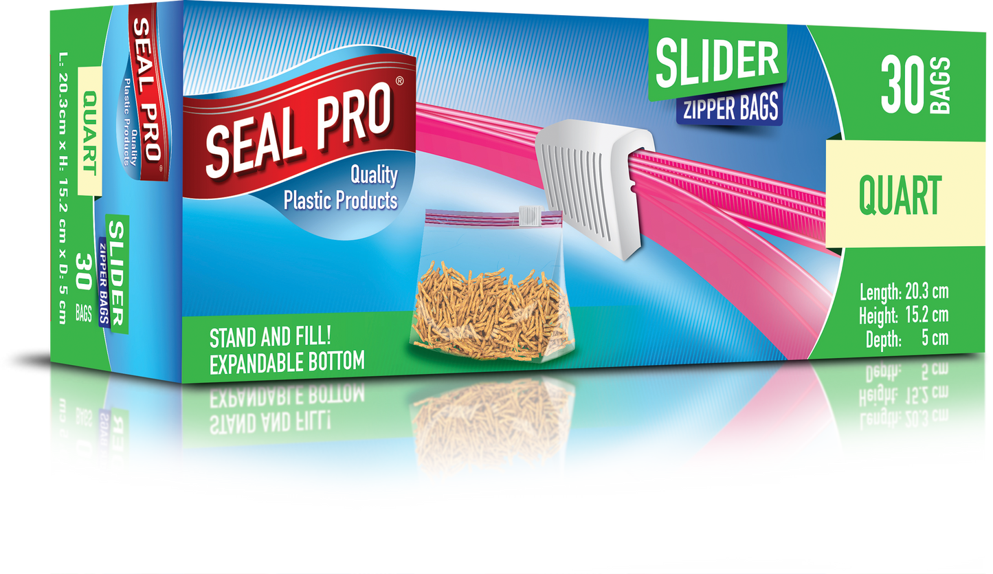 Slider Zip-Lock Quart Bags 'Seal Pro'