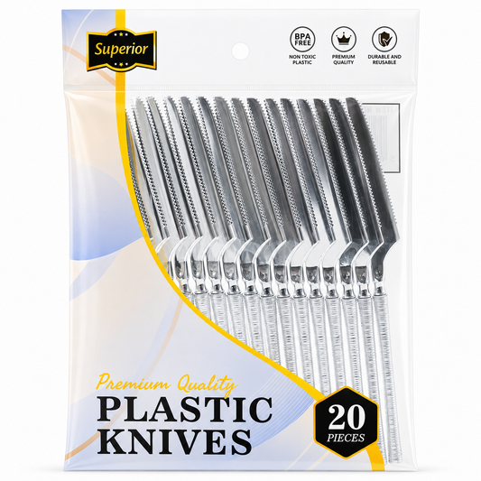 Superior Ribbed Knifes Silver 50/20's
