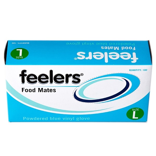 Feelers Vinyl Gloves Large Blue Powder Free
